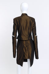 Vintage Alexander McQueen 1997 S/S Tafetta Cutaway Jacket & Skirt Set back on mannequin @recess la