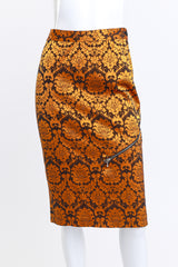 Vintage Alexander McQueen 1997 S/S Damask Zipper Pencil Skirt front on mannequin @recess la