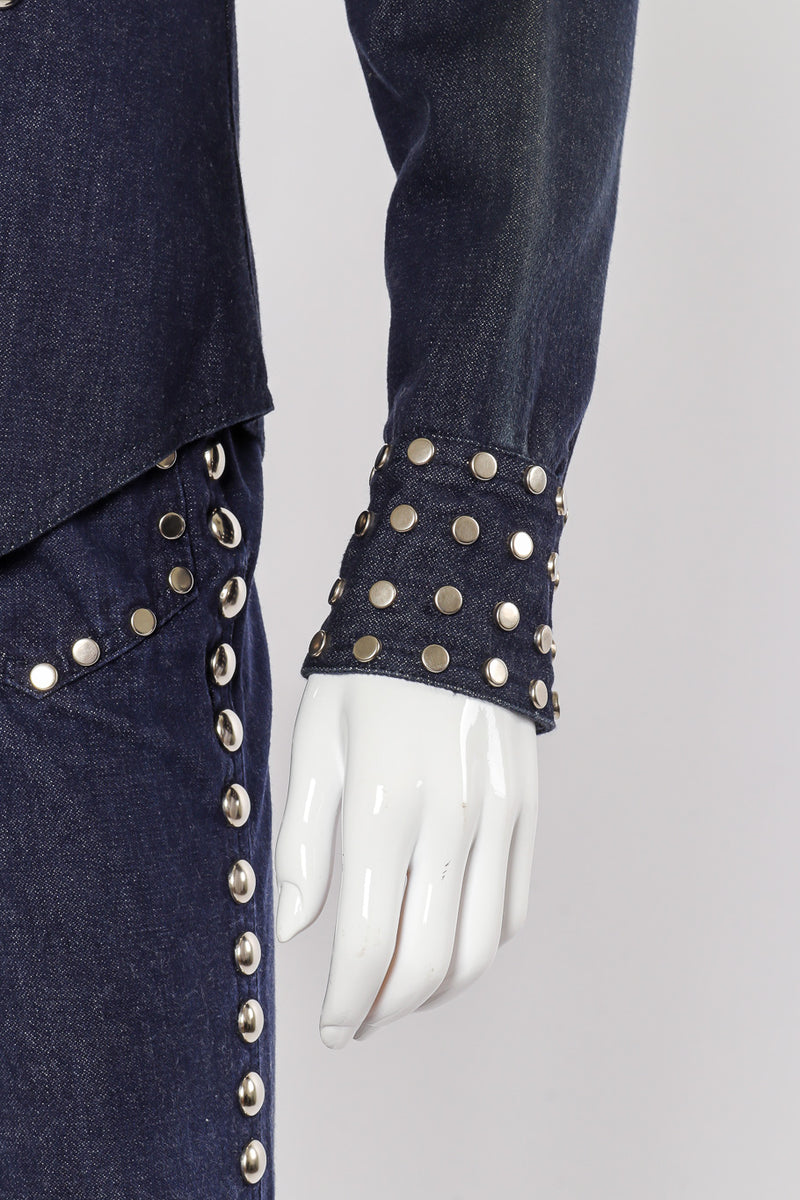 Vintage Allie Flynn Studded Denim Top and Pant Set sleeve on mannequin closeup @Recessla