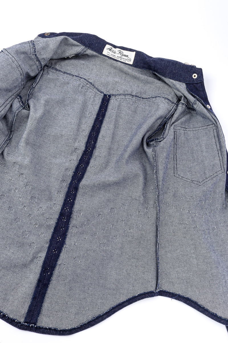 Vintage Allie Flynn Studded Denim Top and Pant Set inner view of shirt on white backdrop @Recessla