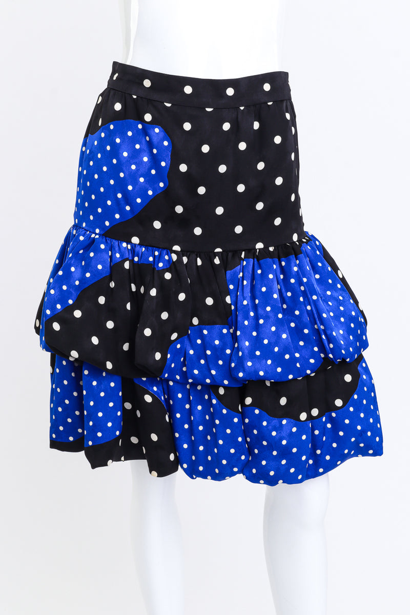 Vintage Andrea Odicini Tiered Color Block Polka Dot Skirt front on mannequin @recess la