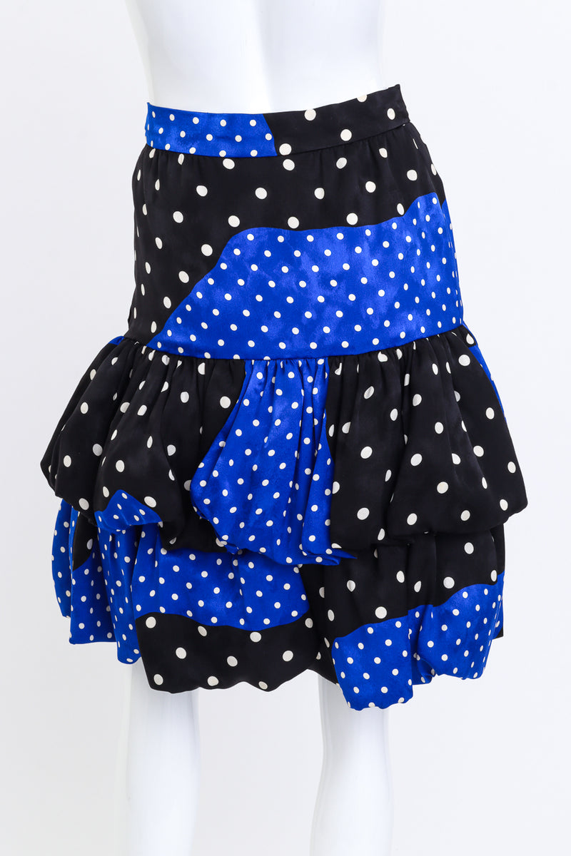 Vintage Andrea Odicini Tiered Color Block Polka Dot Skirt back on mannequin @recess la