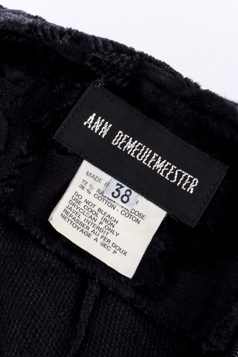 Ann Demeulemeester 1994 F/W Velvet Jacquard Maxi Skirt label @RECESS LA