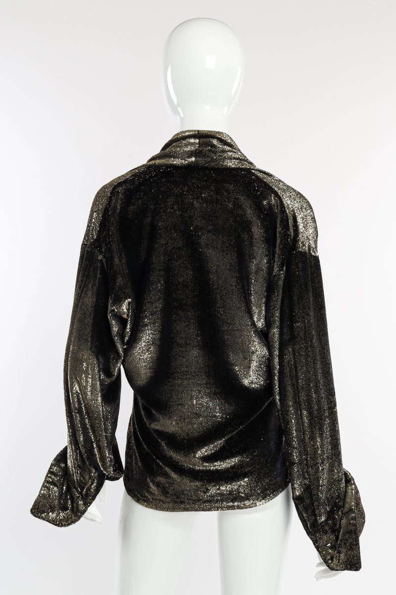 Metallic Velvet Wrap Blouse by Anne Klein on mannequin back @recessla