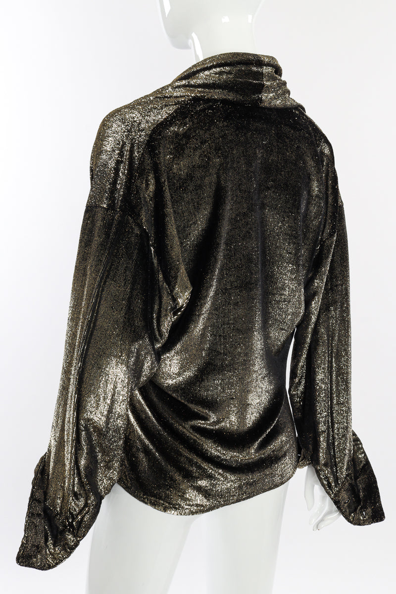 Metallic Velvet Wrap Blouse by Anne Klein on mannequin angled back @recessla