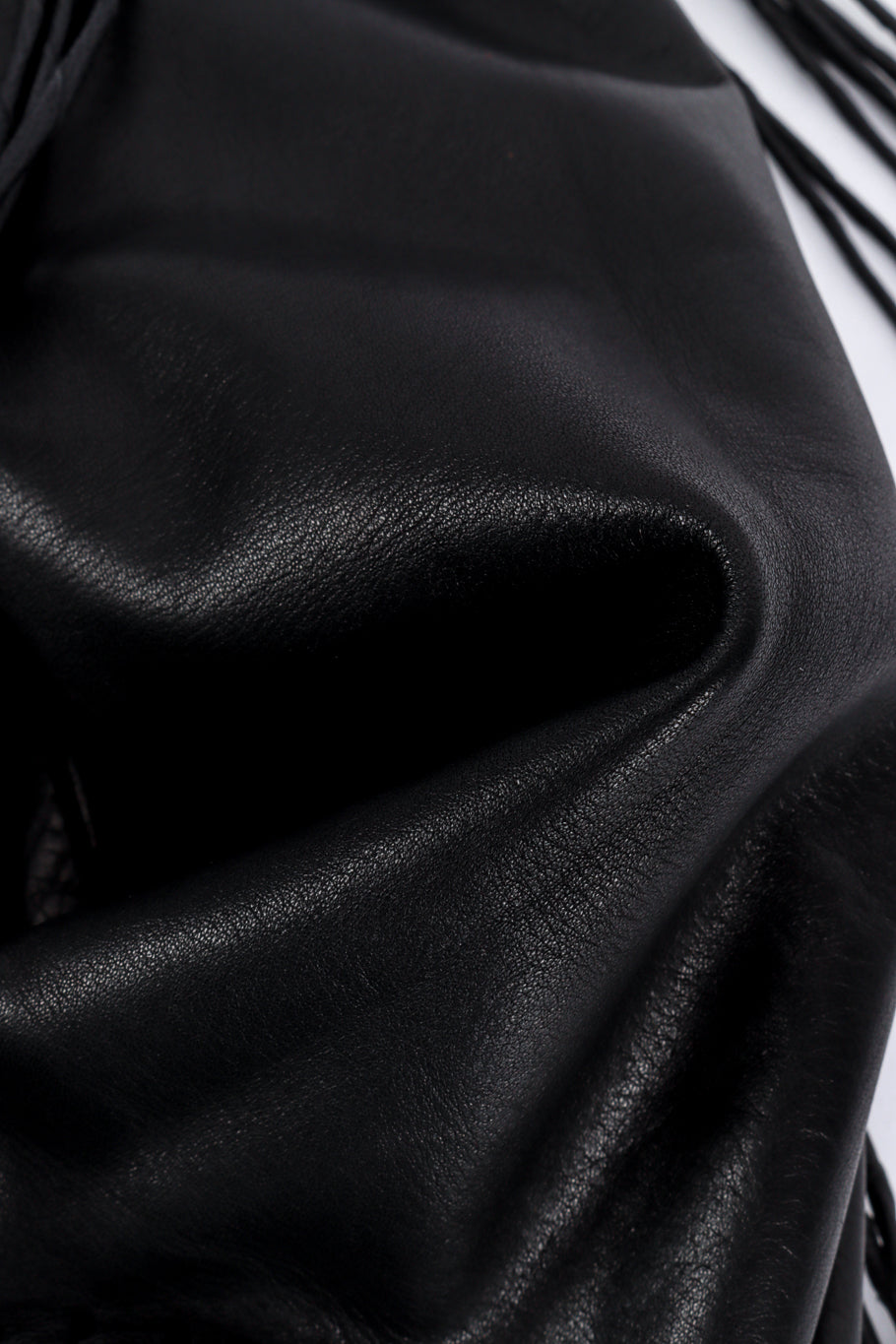 Vintage Arturo Longline Beaded Leather Fringe Jacket leather closeup @recess la