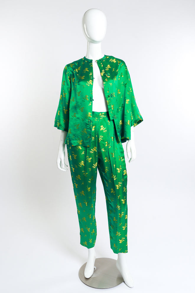 Vintage Floral Silk Lounge Set on mannequin open @RECESS LA