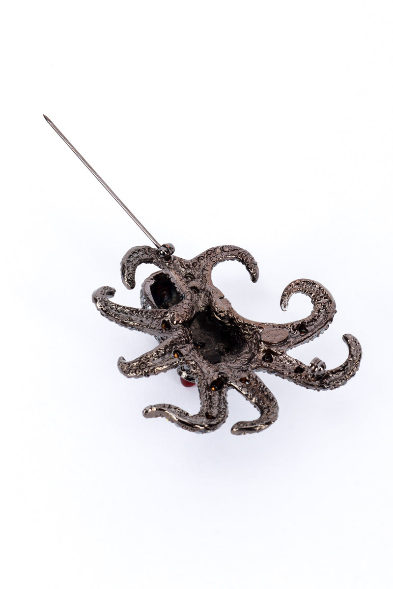 Kenneth Jay Lane Black Sea Rhinestone Octopus Brooch open @RECESS LA