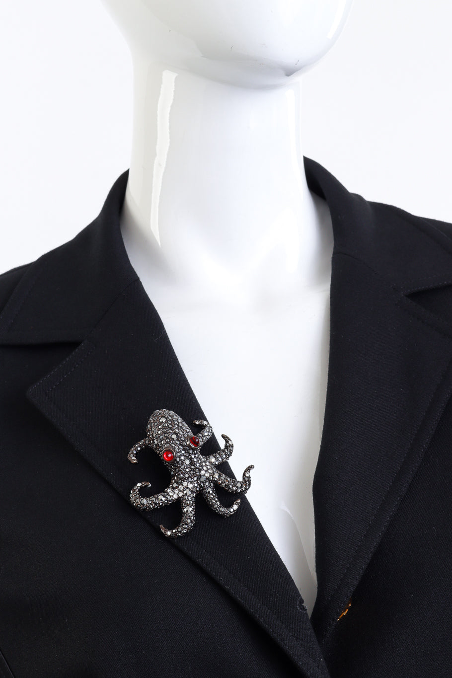 Kenneth Jay Lane Black Sea Rhinestone Octopus Brooch @RECESS LA