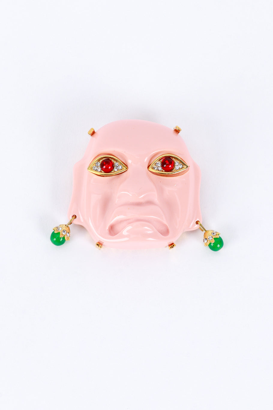 Kenneth Jay Lane Pink Olmec Mask Brooch @RECESS LA