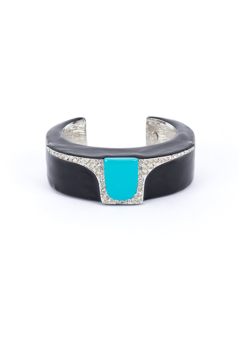 Kenneth Jay Lane Art Deco Enamel & Rhinestone Cuff Bracelet @RECESS LA