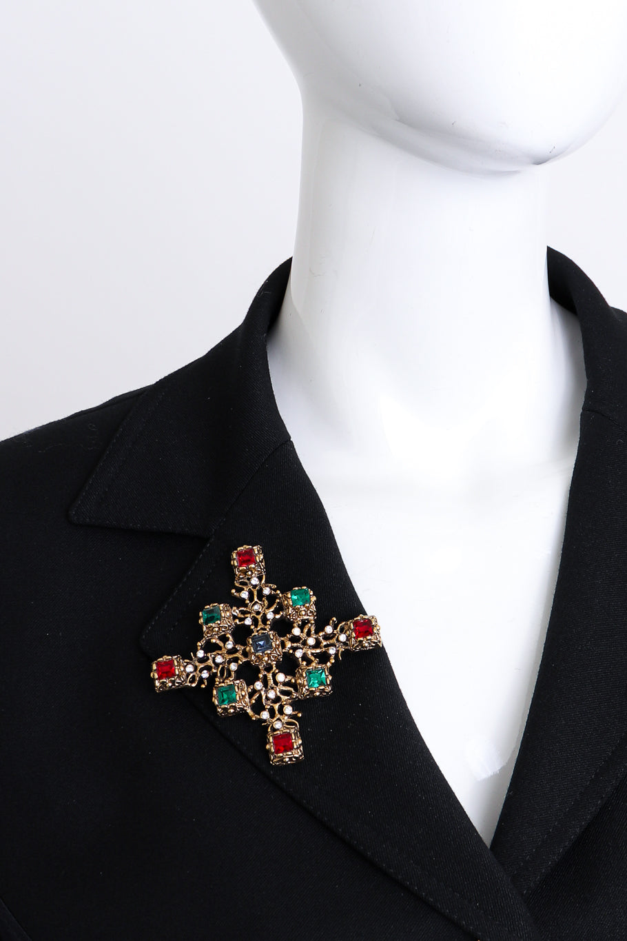 Kenneth Jay Lane Jeweled Cross Brooch worn @RECESS LA