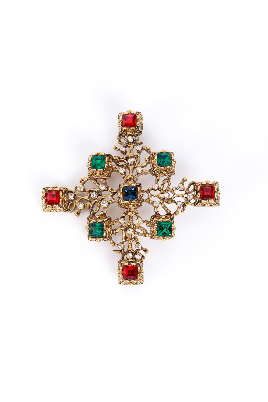 Kenneth Jay Lane Jeweled Cross Brooch @RECESS LA