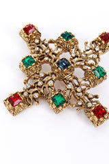 Kenneth Jay Lane Jeweled Cross Brooch detail @RECESS LA