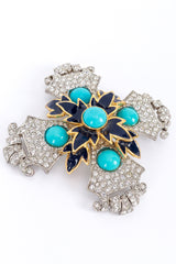 Kenneth Jay Lane Jeweled Patonce Cross Brooch detail @RECESS LA