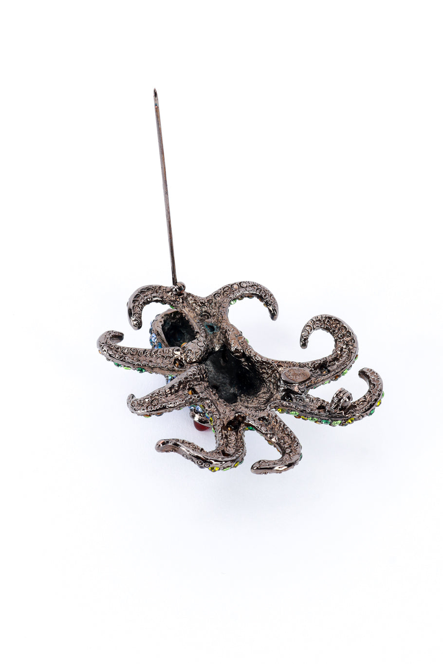 Kenneth Jay Lane Seafoam Rhinestone Octopus Brooch open @RECESS LA