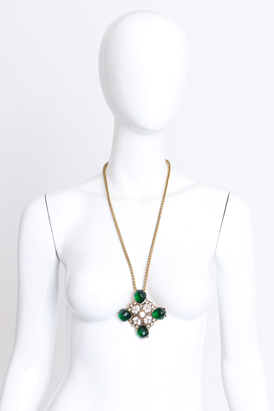 KJL Crystal Floral Cross Detachable Brooch Pendant Necklace worn @RECESS LA