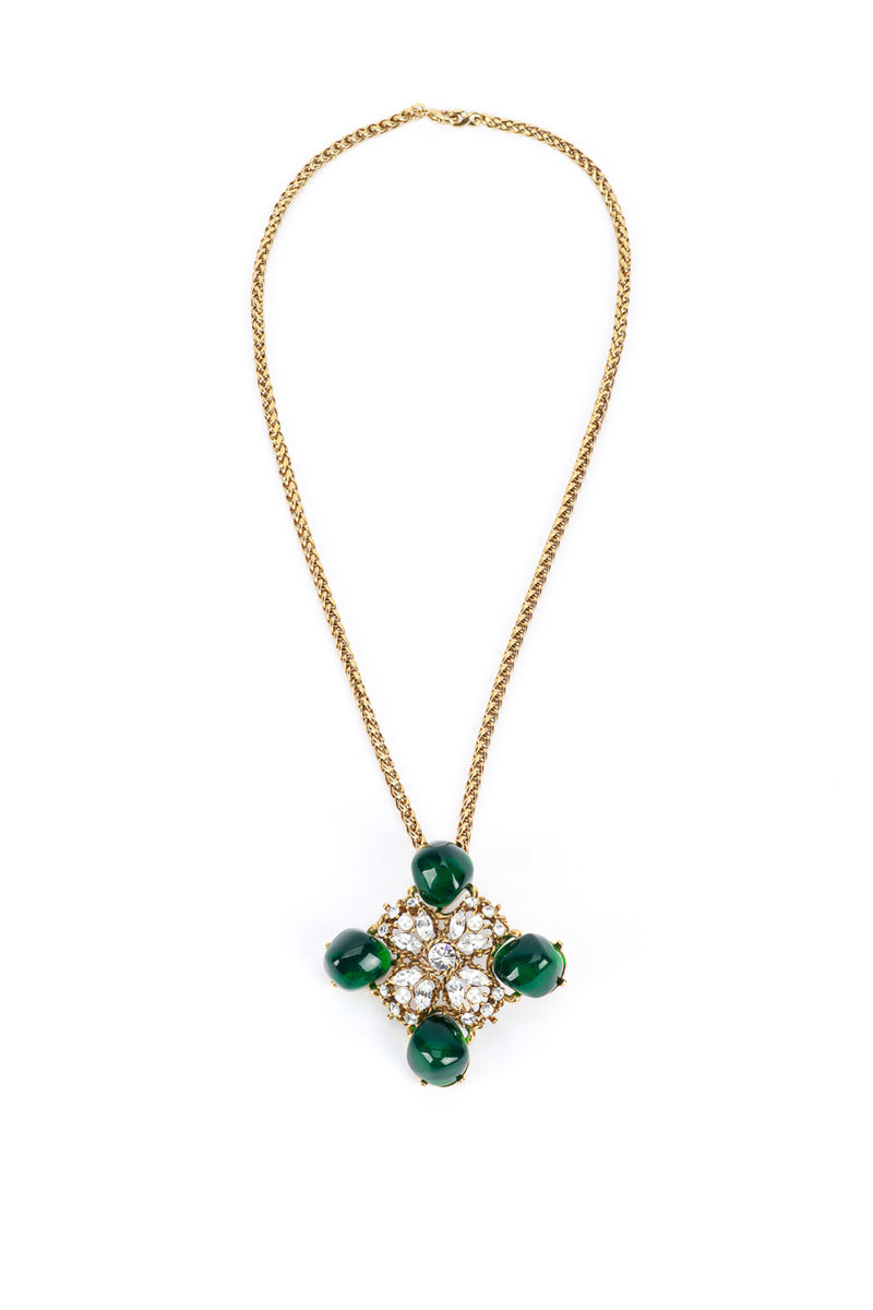 KJL Crystal Floral Cross Detachable Brooch Pendant Necklace @RECESS LA