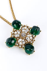 KJL Crystal Floral Cross Detachable Brooch Pendant Necklace detail @RECESS LA