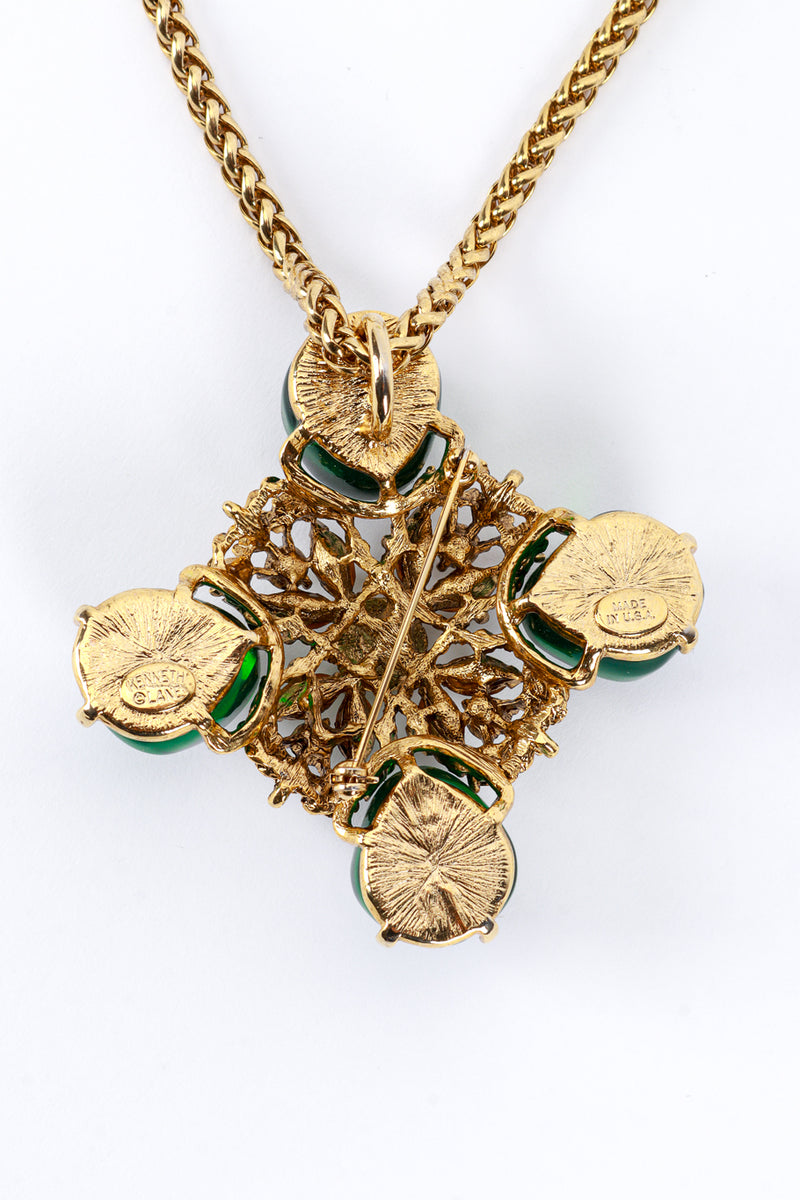 KJL Crystal Floral Cross Detachable Brooch Pendant Necklace back @RECESS LA