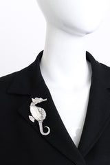 Kenneth Jay Lane Crystal Seahorse Brooch worn @RECESS LA