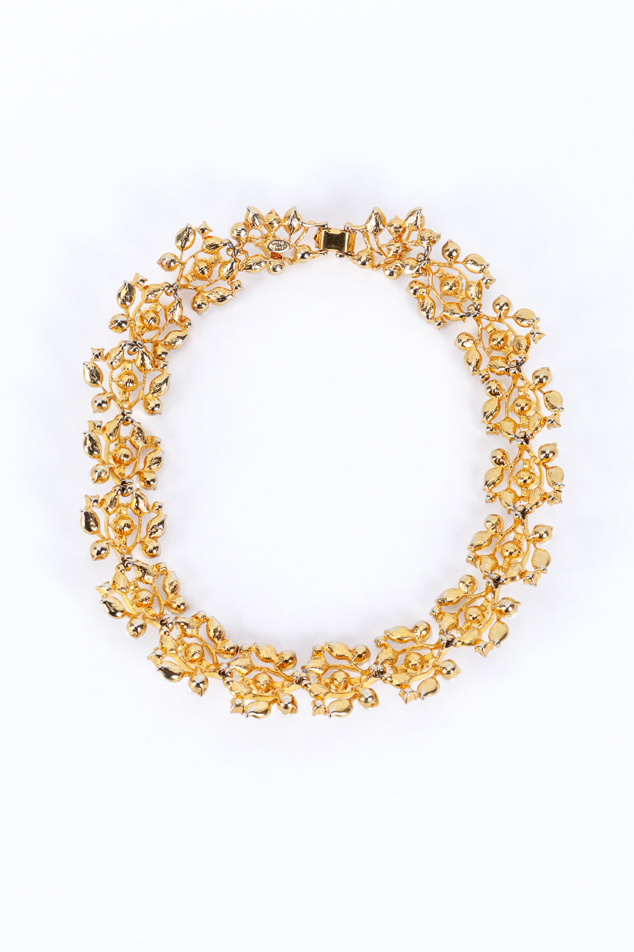 Kenneth Jay Lane Pearl & Rhinestone Floral Collar Necklace reverse @RECESS LA