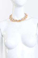 Kenneth Jay Lane Pearl & Rhinestone Floral Collar Necklace @RECESS LA