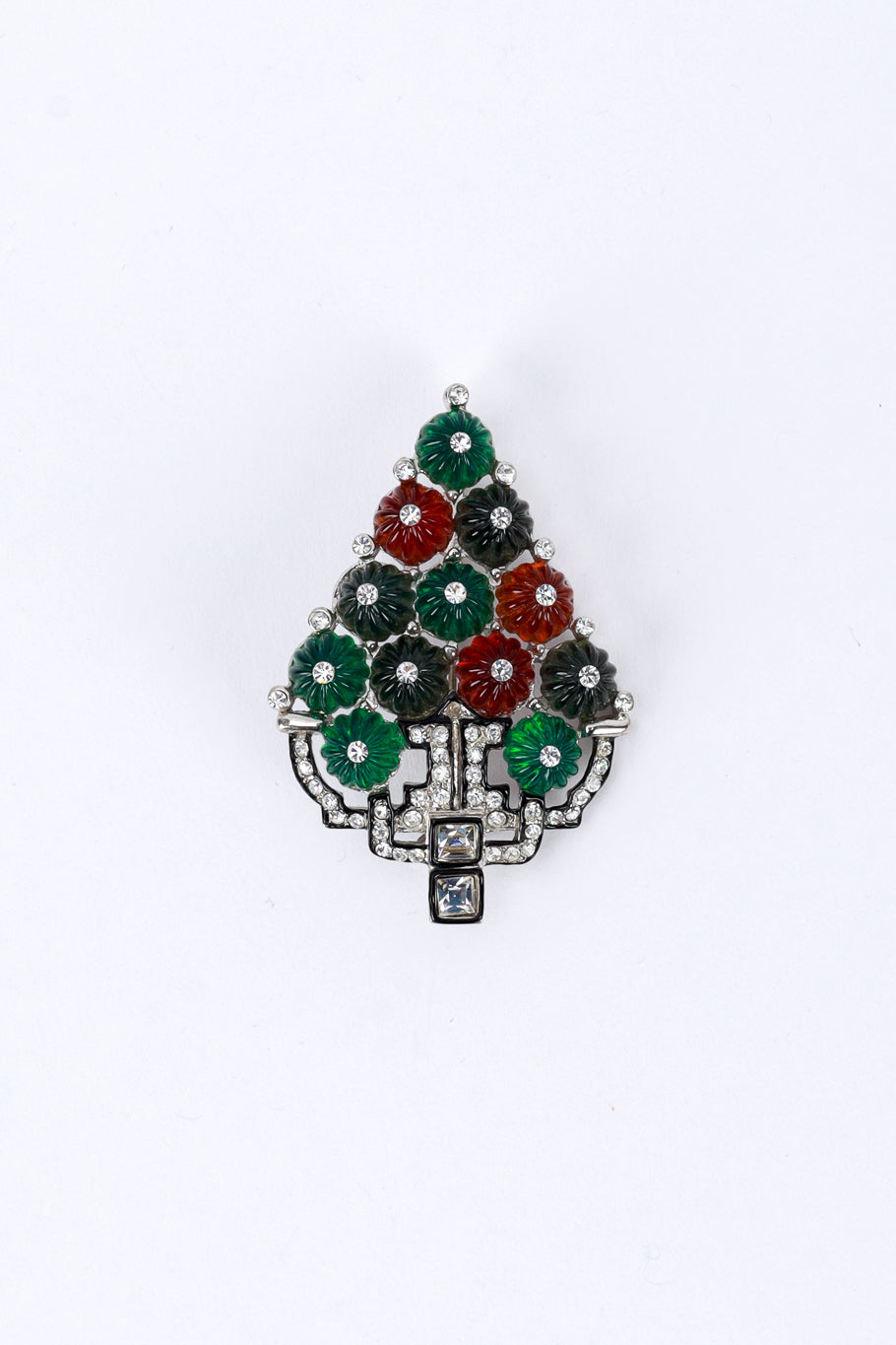 Vintage Kenneth Jay Lane Tutti Frutti Deco Tree Brooch front @recess la