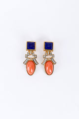 Vintage Kenneth Jay Lane Art Deco Cabochon Drop Earrings front @recess la