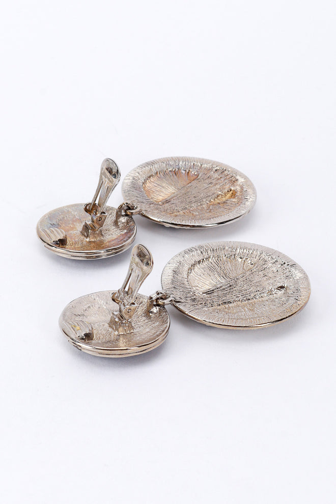 Vintage Kenneth Jay Lane Geo Enamel Rhinestone Earrings back clips open @recess la