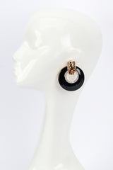 Vintage Kenneth Jay Lane Cheetah Door Knocker Hoop Earrings on mannequin @recess la