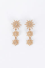 Vintage Kenneth Jay Lane 3-Tier Rhinestone Starburst Earrings front @recess la