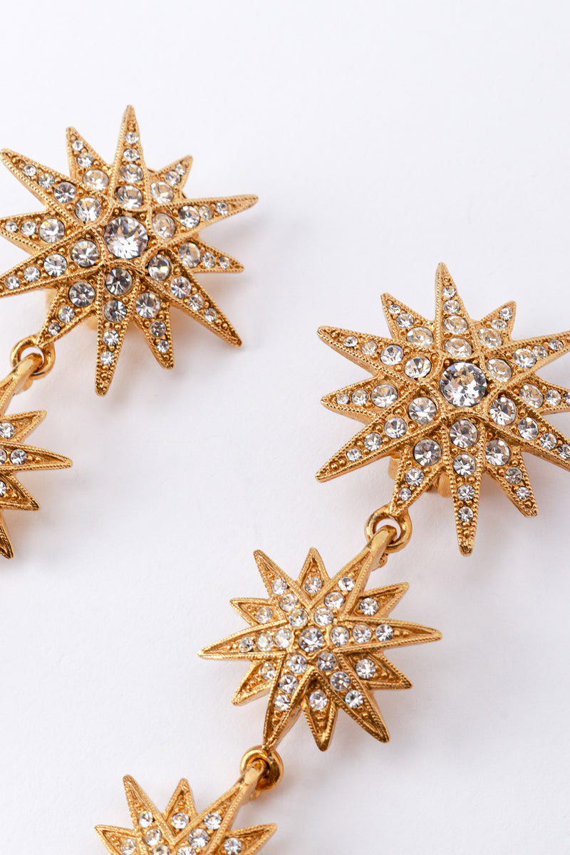 Vintage Kenneth Jay Lane 3-Tier Rhinestone Starburst Earrings detail @recess la