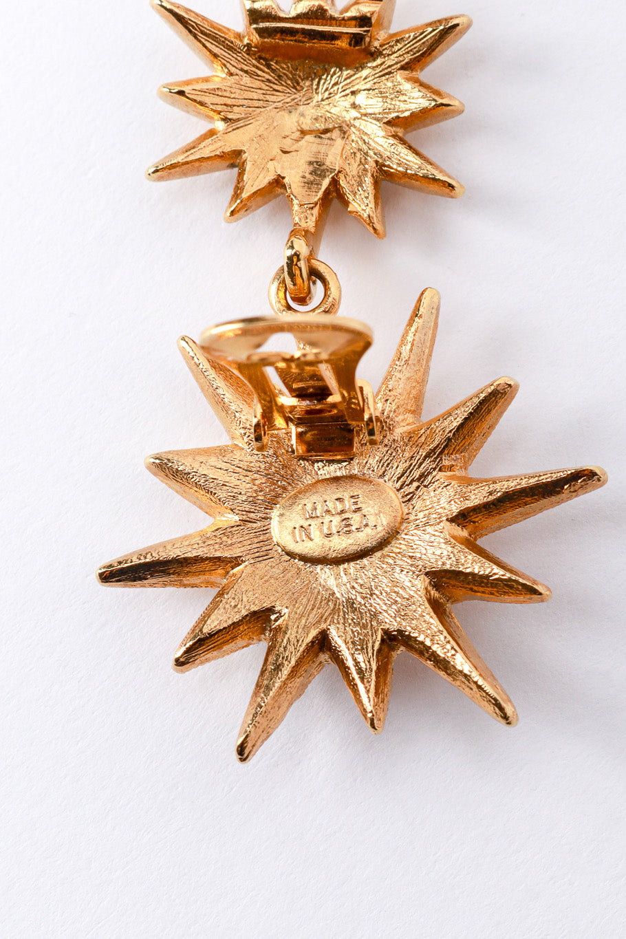 Vintage Kenneth Jay Lane 3-Tier Rhinestone Starburst Earrings origin cartouche @recess la