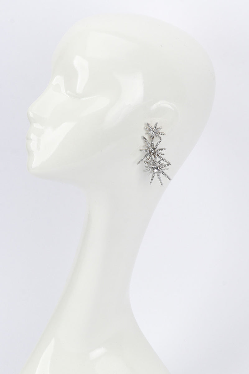 Kenneth Jay Lane Rhinestone Starburst Drop Earrings on mannequin @recess la