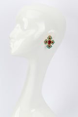 Kenneth Jay Lane Beaded Byzantine Cross Earrings mannequin @RECESS LA