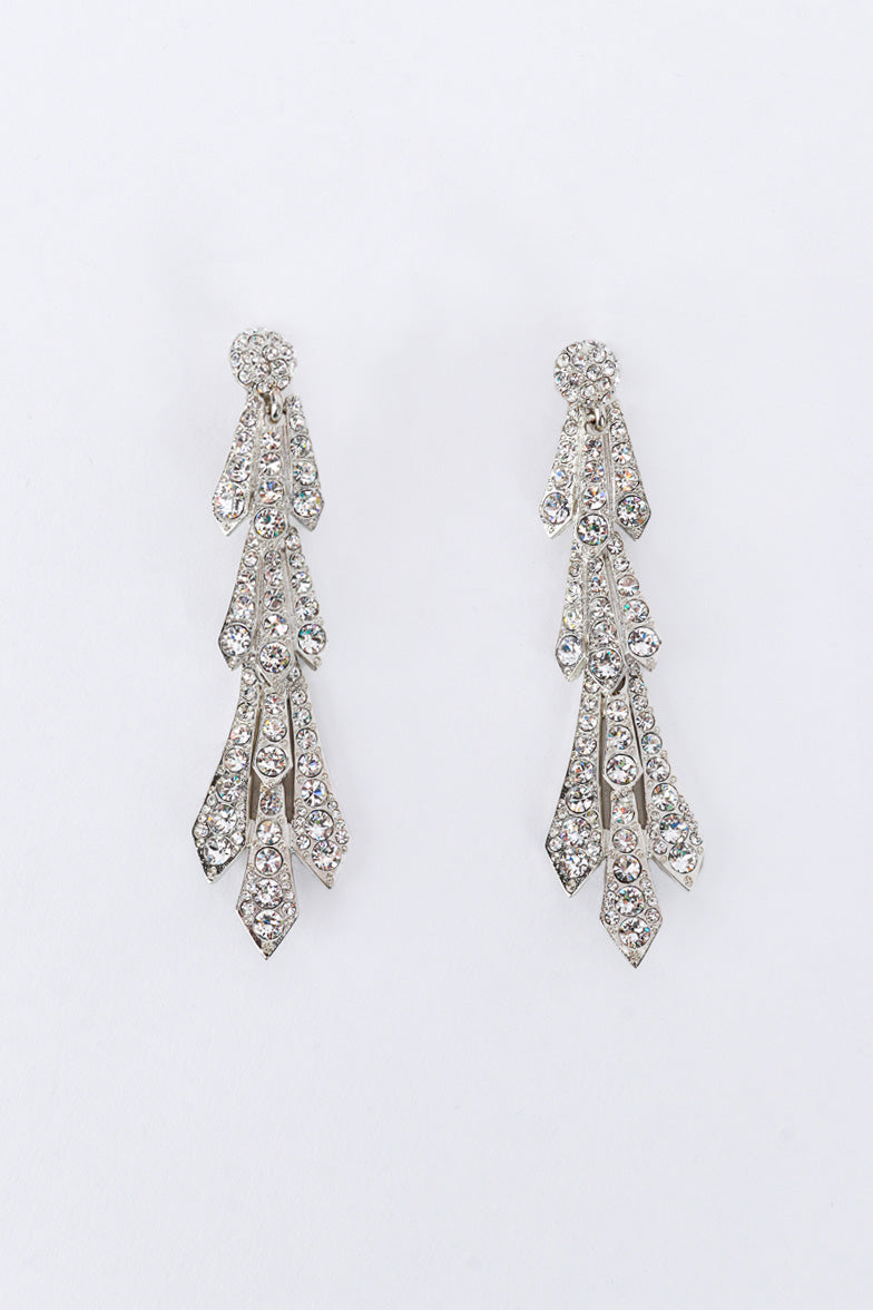 Kenneth Jay Lane Pteruges Rhinestone Drop Earrings @RECESS LA