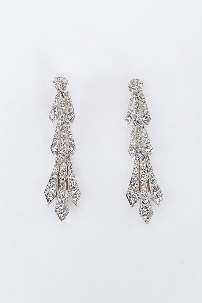 Kenneth Jay Lane Pteruges Rhinestone Drop Earrings @RECESS LA