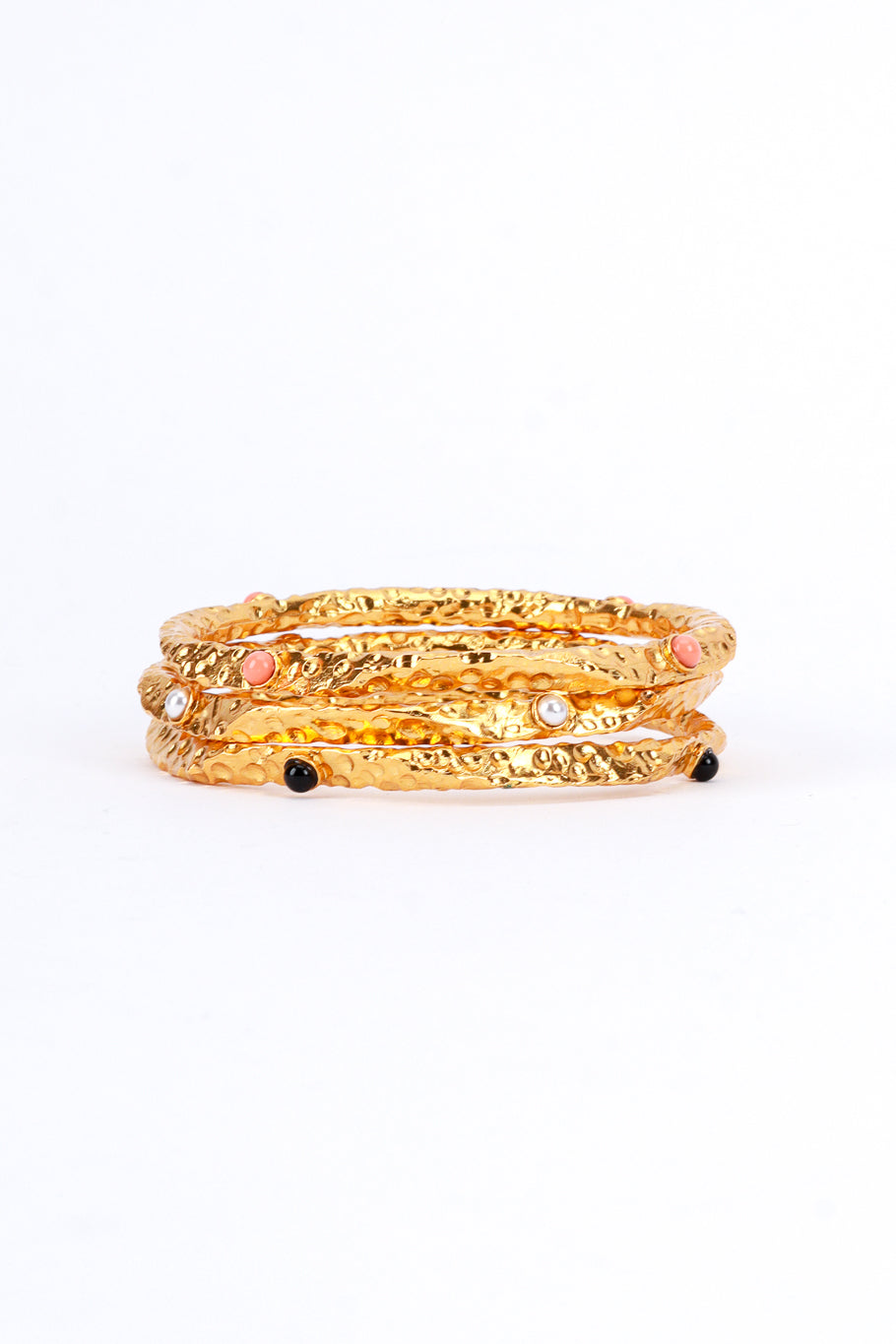 Kenneth Jay Lane Golden Hammered Bangle Set @RECESS LA