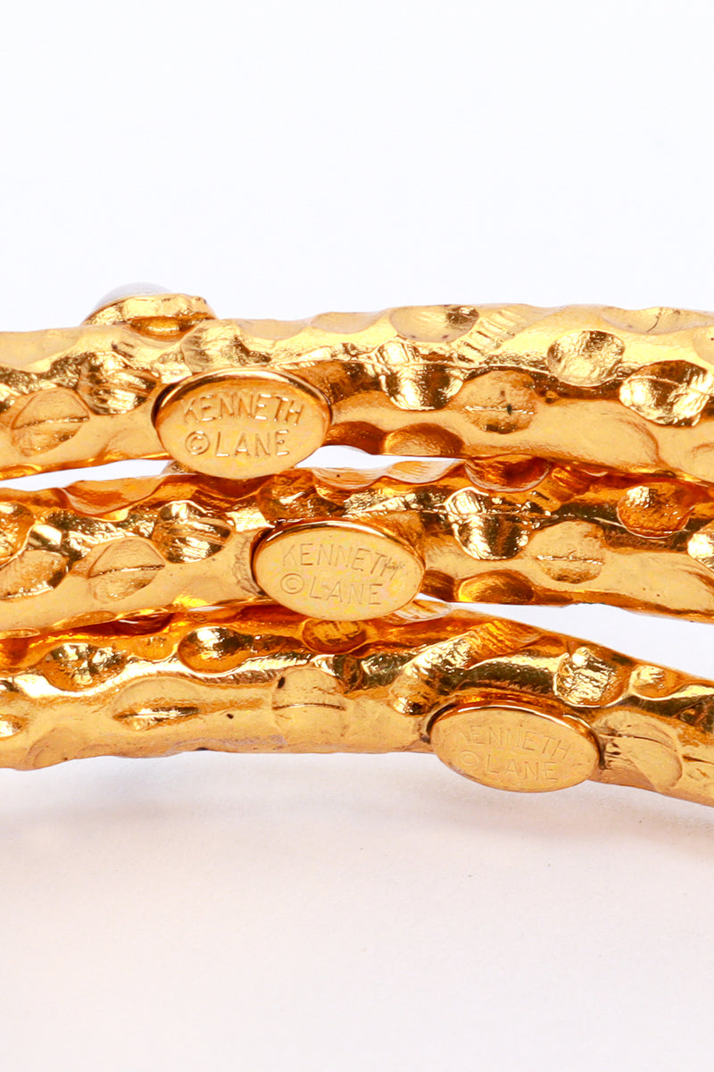 Kenneth Jay Lane Golden Hammered Bangle Set mark @RECESS LA