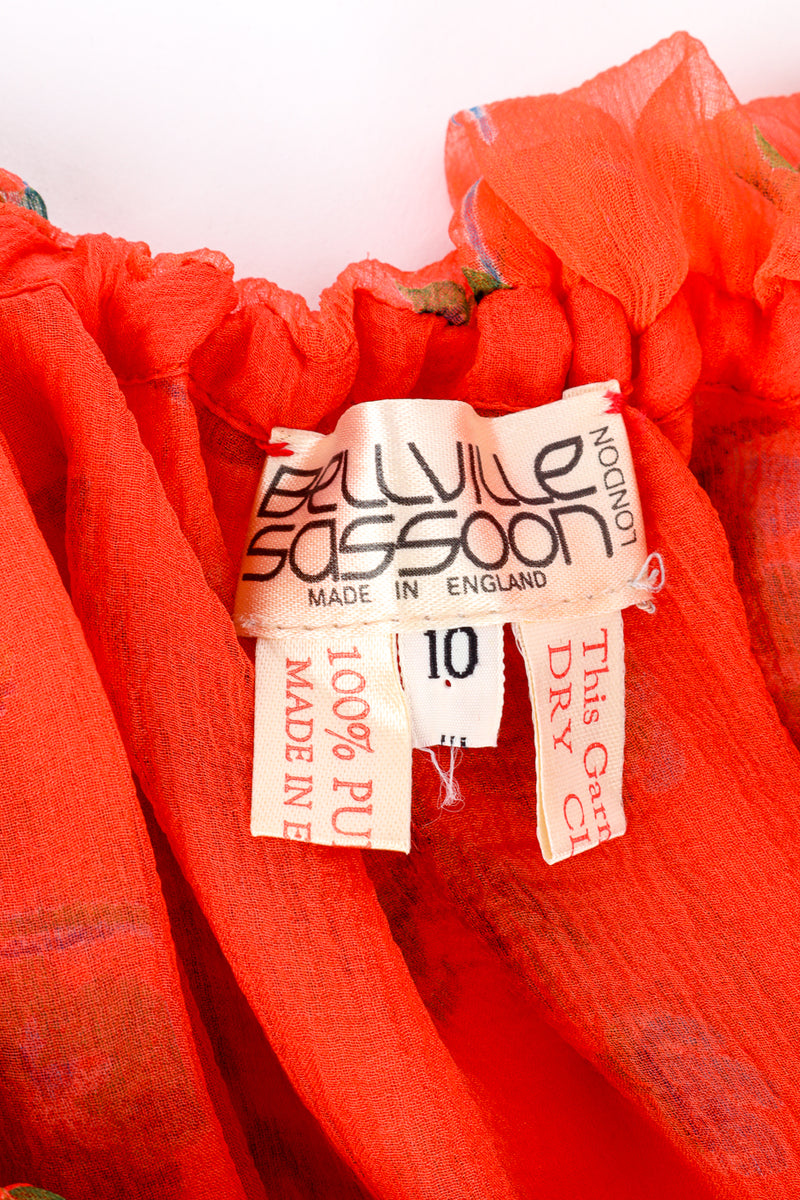 Vintage Bellville Sassoon Floral Chiffon Dress, Slip & Scarf Set dress signature label @recess la
