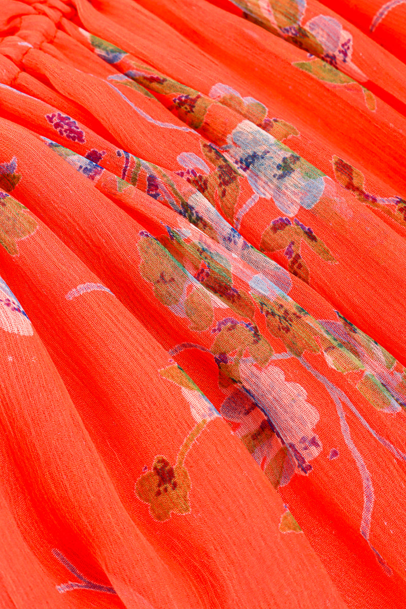 Vintage Bellville Sassoon Floral Chiffon Dress, Slip & Scarf Set fabric closeup @recess la