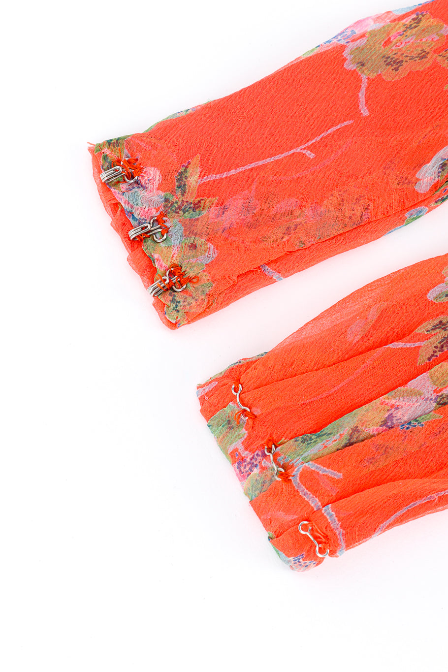 Vintage Bellville Sassoon Floral Chiffon Dress, Slip & Scarf Set belt closure @recess la