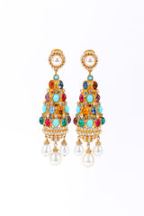 Vintage Ben Amun Glass Stone Chandelier Drop Earrings front view on white backdrop @Recessla