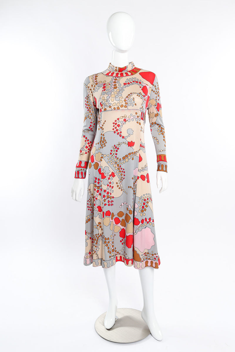 Vintage Averardo Bessi Psychedelic Print Silk Dress front view on mannequin @Recessla