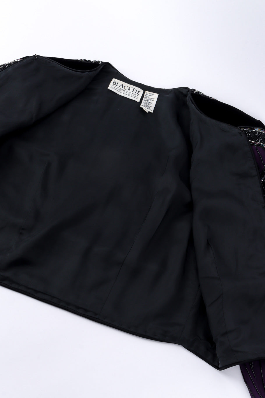 Black Tie Velvet Cropped Jacket lining @recessla