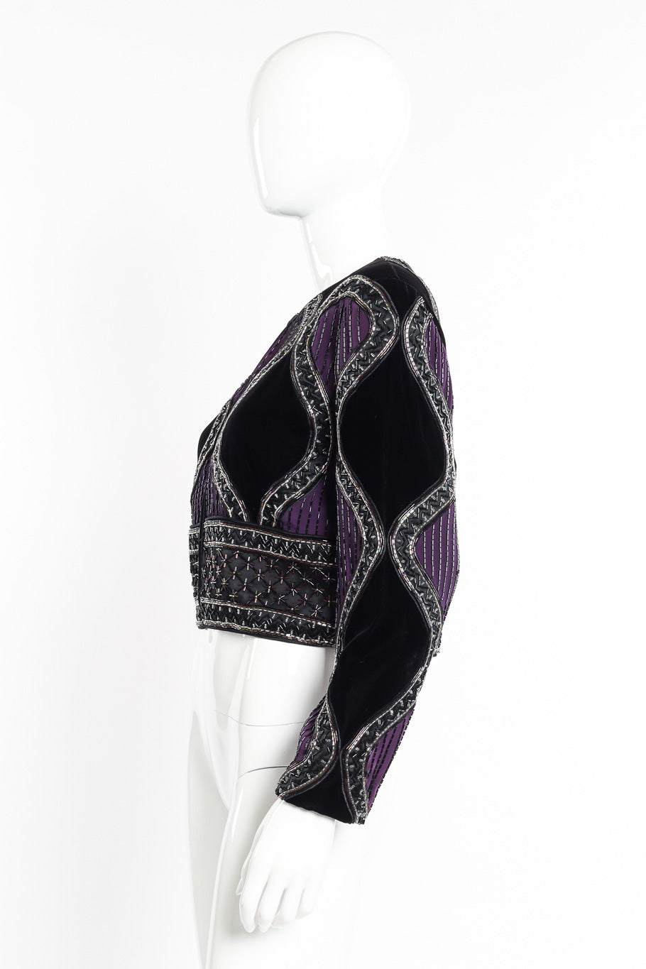 Black Tie Velvet Cropped Jacket on mannequin side @recessla