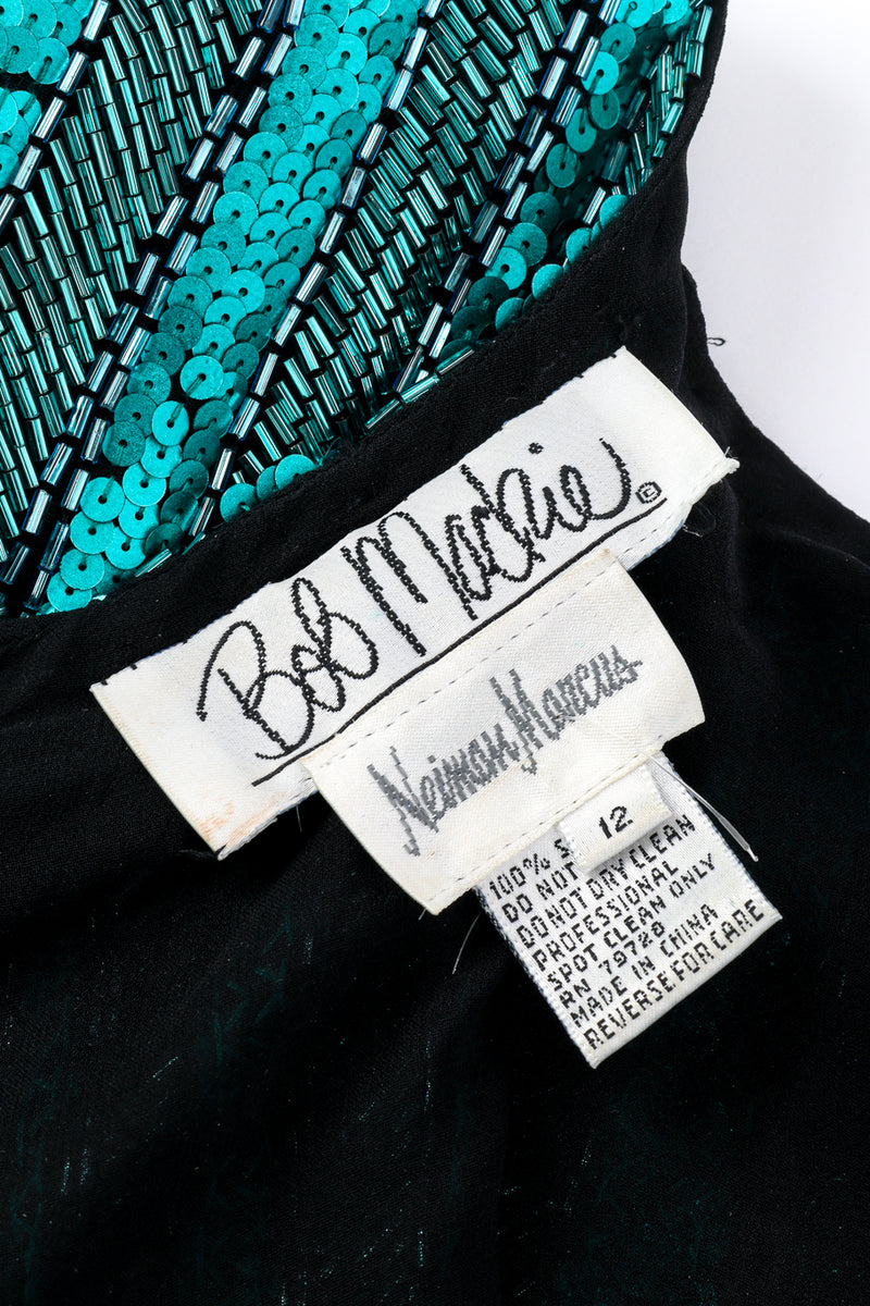 Vintage Bob Mackie Beaded Fringe Sequin Top signature label closeup @recessla