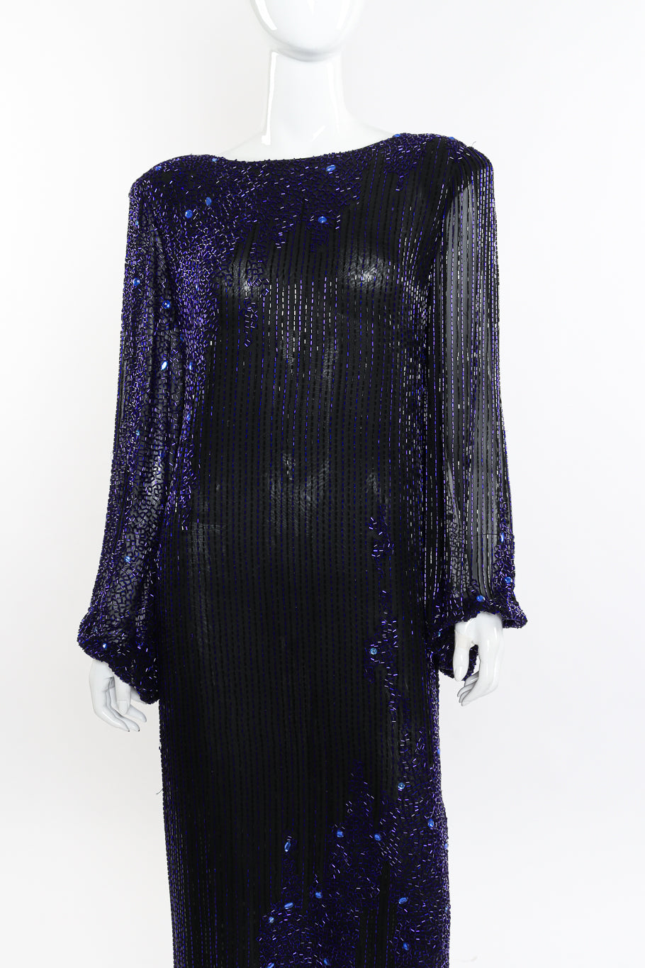 Vintage Bob Mackie Beaded Low Back Dress front on mannequin closeup @recessla