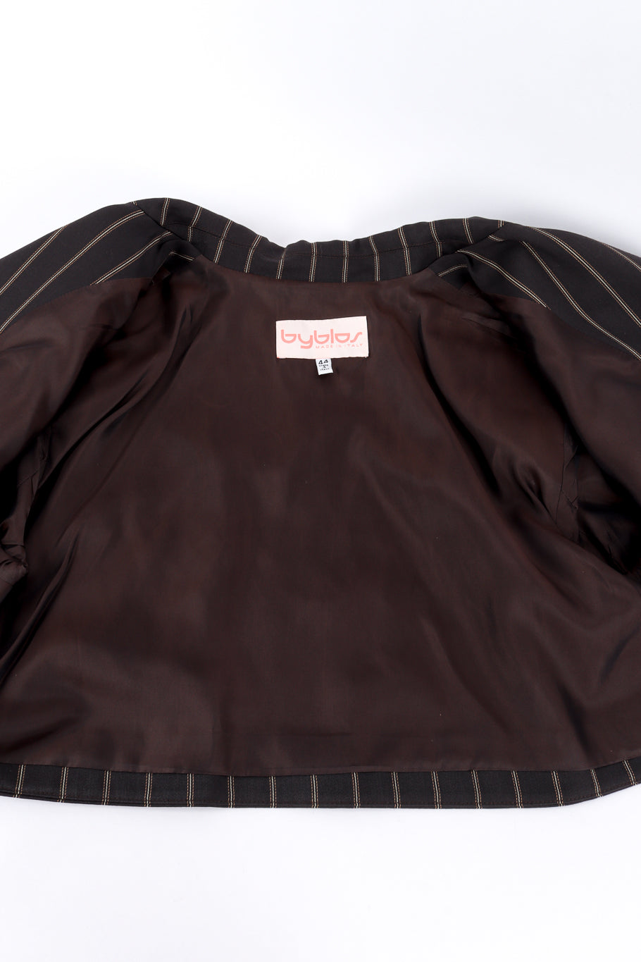 Vintage Byblos Cropped Pinstripe Jacket view of lining @recess la